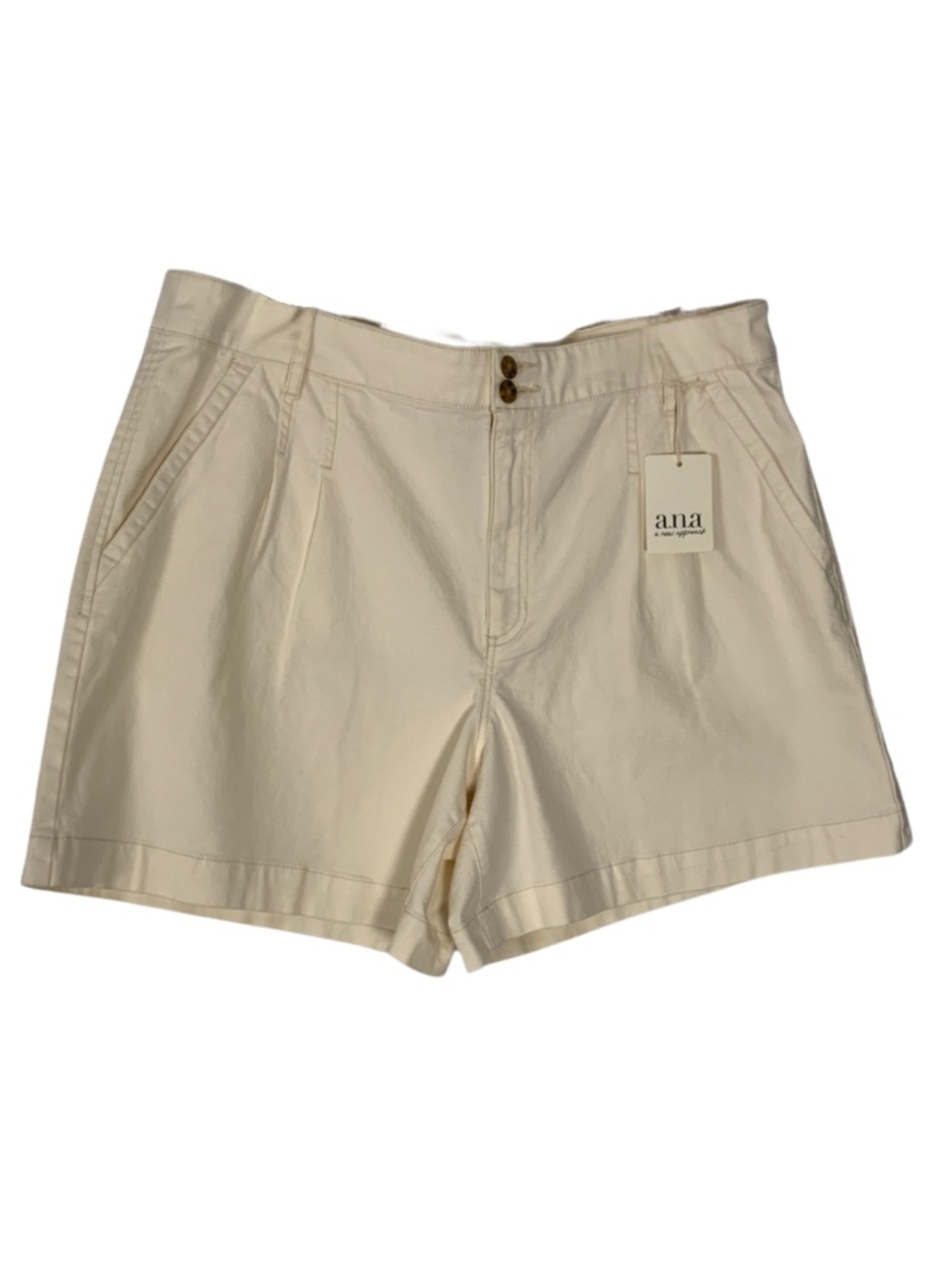 Cream Pleated Bermuda Shorts Women's 16 Minimalist Cottagecore